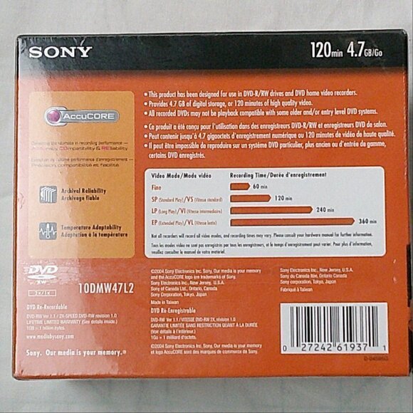 Sony -10 Pack DVD RW Recordable Discs - Picture 2 of 2